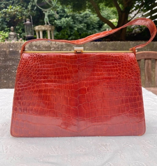 Lancel handtas croco vintage uitstekend – top handle tassen, Leather (photo 2 of 9)