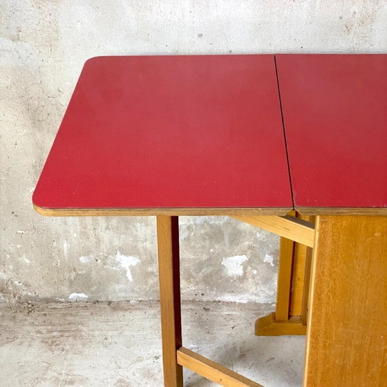 Image 1 of Vintage 1980s red Formica folding table