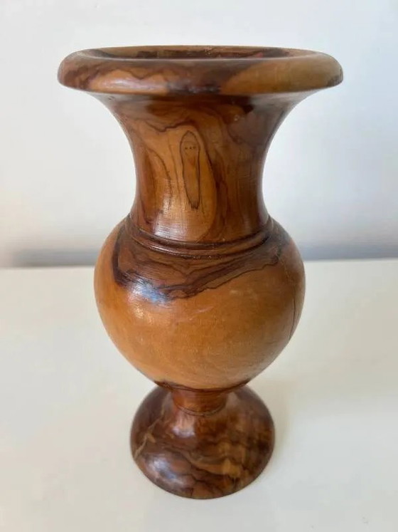 Vintage handgedraaide massief olijfhouten vaas - jaren 70-80 – Vazen, Rustic (photo 4 of 11)