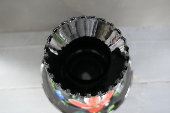 Image 1 of Art Deco Booms jarrón de cristal negro