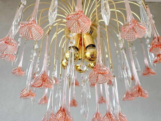 Image 1 of Vintage pink flower chandelier