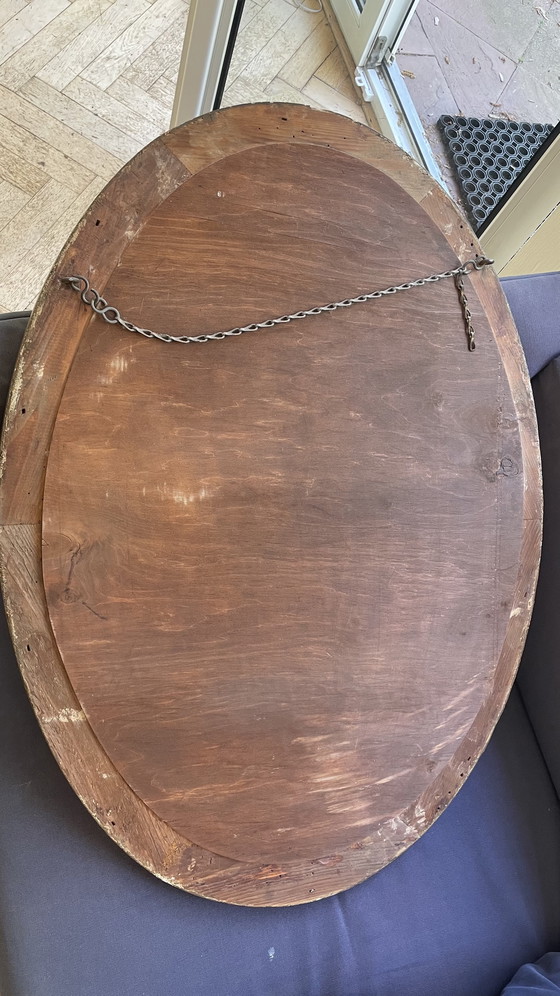 Image 1 of Vintage gouden ovale spiegel in Hollywood Regency-stijl