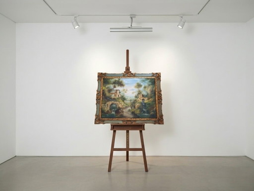 Splendido Dipinto Olio su Tela Paesaggio Arcadico di A. Velotti