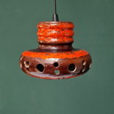 Lampe suspendue vintage Herda rouge/marron en céramique. Lampe pendante en lave grasse. Diamètre 20 cm. Lampe rétro. Lampe ovni.