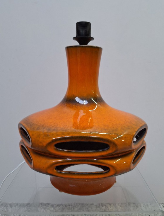 Image 1 of Stein keramiek oranje ufo space age vloerlamp