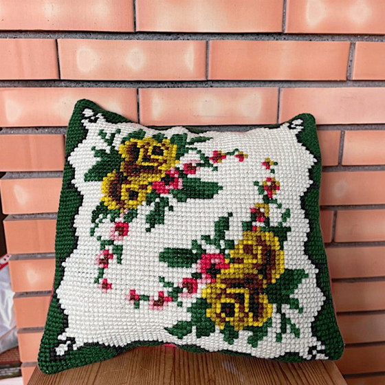 Vintage jaren 70 Portugese Arraiolos Geweven Kussenhoes – Kussentjes, Textile (photo 4 of 9)
