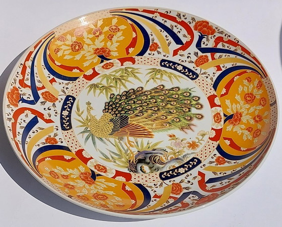 Image 1 of Japanese-style Imari or Kutani design (peacock and floral motifs) 