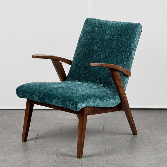 Poltrona iconica di Mieczysław Puchała, anni '60, Polonia, Poltrone, Legno, Tessile, Verde, Scandinavian (foto 3 di 13)