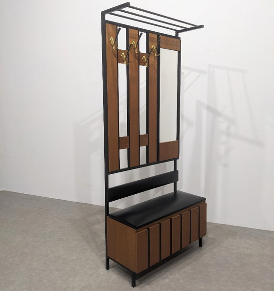 Image 1 of Porte-manteau vintage avec coffre et miroir