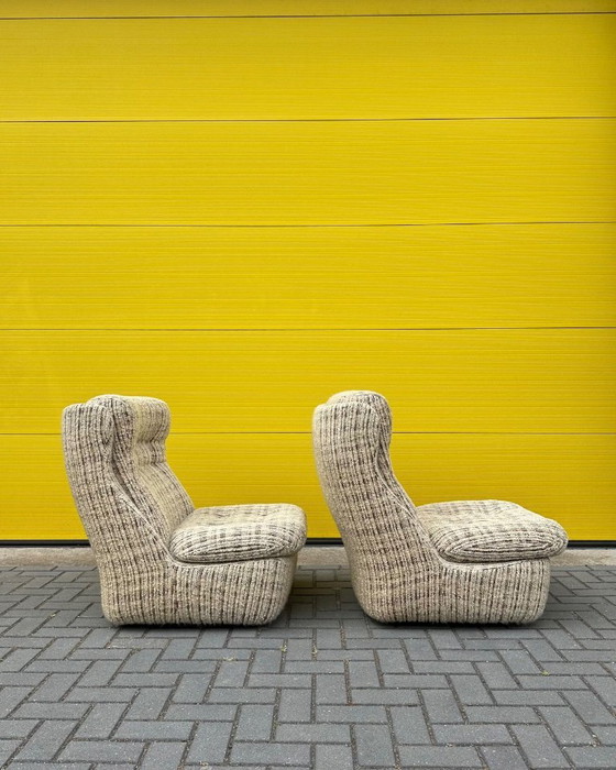 Image 1 of Set di poltrone lounge vintage - Intrecciato color crema/beige/marrone