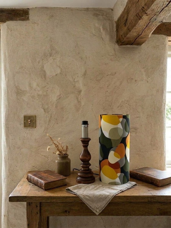 Vintage furniture lamp, sixties / mid-century lampshade I – vintage & création artisanale, Desk lamps, Wood (photo 2 of 7)