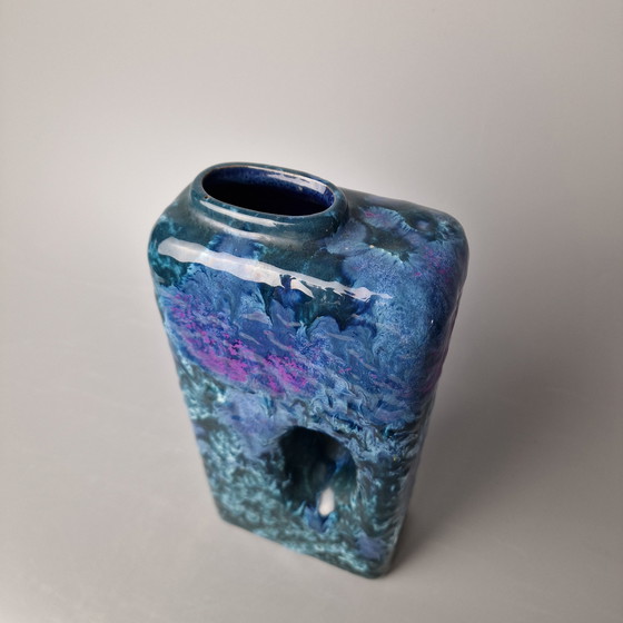 Image 1 of Vaso Fat Lava vintage della Germania Ovest, prodotto da Marei. Numero di modello: 2004. Colori: blu e viola.