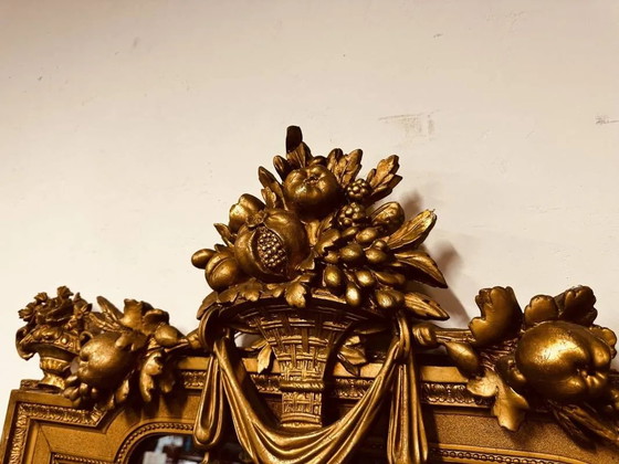 Antique English golden barock mirror mirror with large ornament, Wood, Barok (photo 10 of 15)