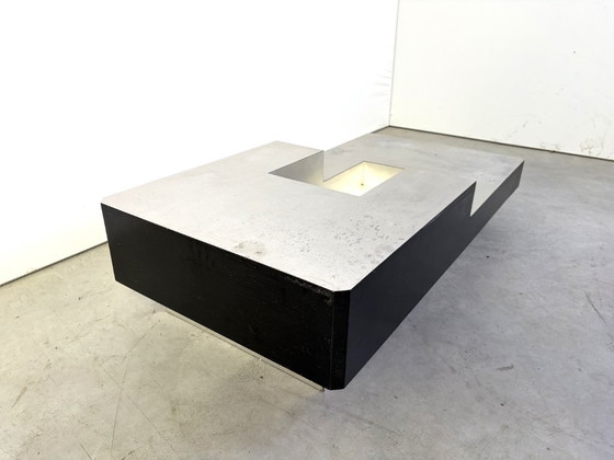 Vintage coffee table by Willy Rizzo, 1970s – Wood, Aluminium (photo 2 of 11)