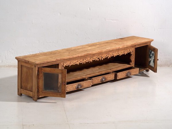 Credenza bassa antica in legno di pino – Cina, circa 1930 – Credenze con vetrina, Iron (photo 21 of 40)