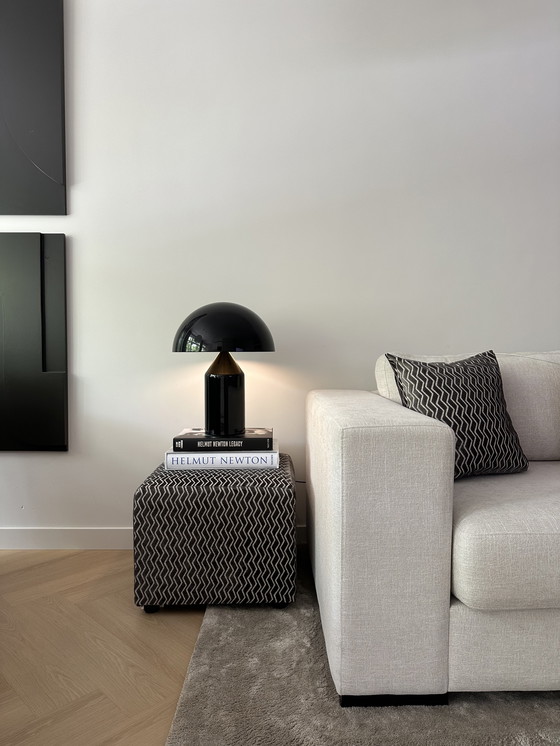 Image 1 of Pouf with luxury velour print fabric + matching cushion