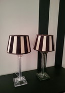 2 Perspex Tafellampen Met Gestreepte Kap