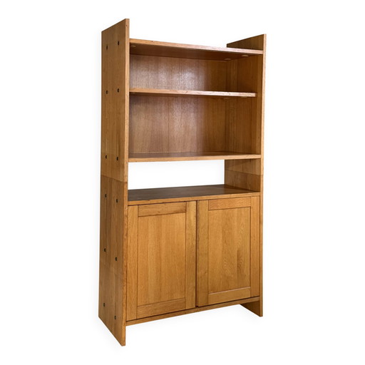 Vintage eikenhouten vitrineboekenkast