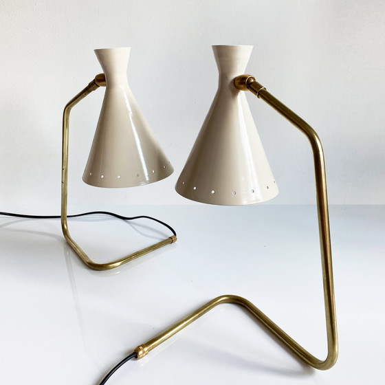 Image 1 of Paar Witte 50's Design Cocotte Lampen