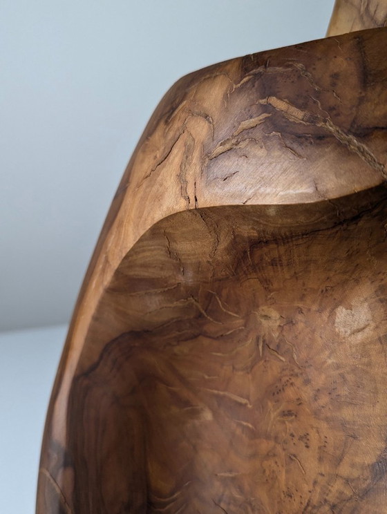 Image 1 of Lampada da tavolo organica moderna in legno d'ulivo intagliato, stile scultoreo, anni '70