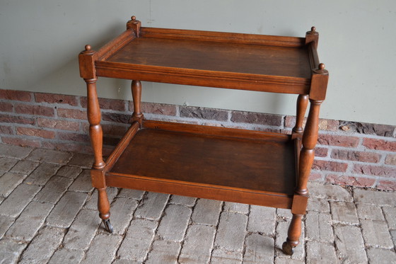 Image 1 of Antique Oak Wooden Tea Trolley