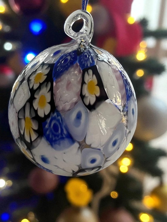 Image 1 of Bolas navideñas de cristal de Murano con murrine millefiori