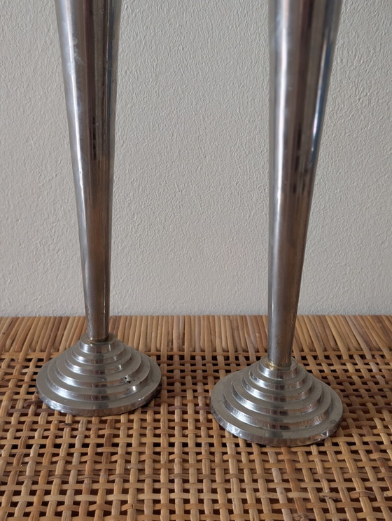 Image 1 of Set aus Art-Deco-Kerzenständern, 30 cm