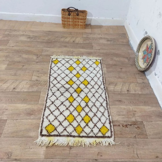 Image 1 of Moroccan Wool Mat (Small) – 100% Wool Boho Style Handwoven (113 × 63 cm)