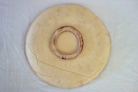 Image 1 of Grand plat motif chat en poterie vintage