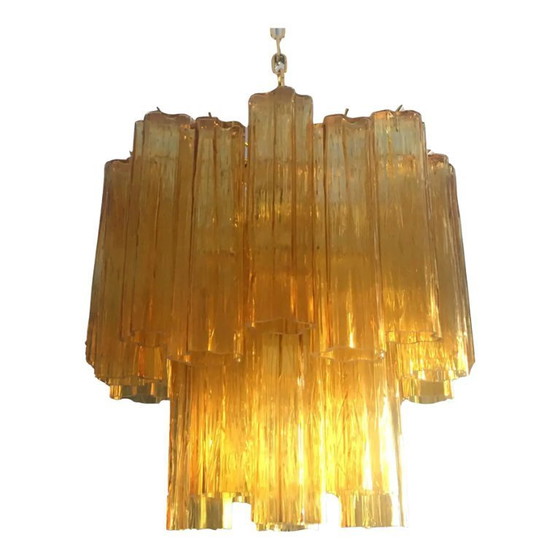 Image 1 of Lustre contemporain en verre de Murano et verre ambré Tronchi