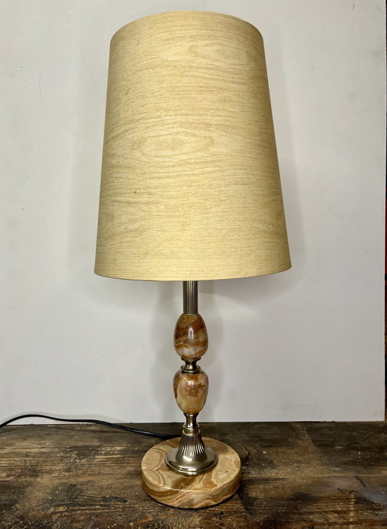 Image 1 of Vintage Mid - Century Marrón Imperial Marble Table Lamp