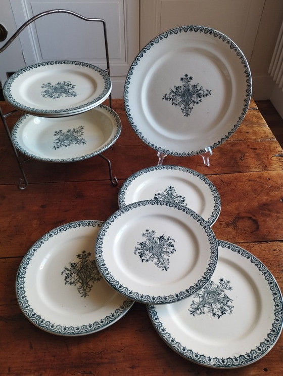 Image 1 of "Alhambra" ironstone earthenware service from Salins