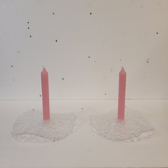 Image 1 of Paire de bougeoirs « Manet », dont un de Westerberg pour Pukeberg, verre, années 1970 – Suède