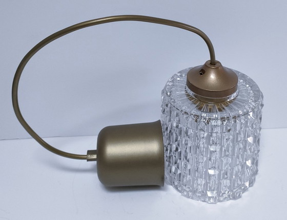 Image 1 of Semi-crystal pendant light with diamond pattern, 1960s style