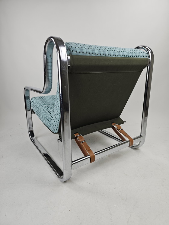 Image 1 of Set of 2 Italian chairs in chrome frame and completely reupholstered