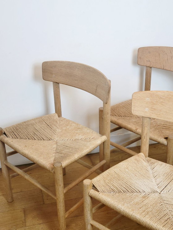 Image 1 of Set of 4 J39 chairs in soaped oak by Børge Mogensen for FDB Mobler