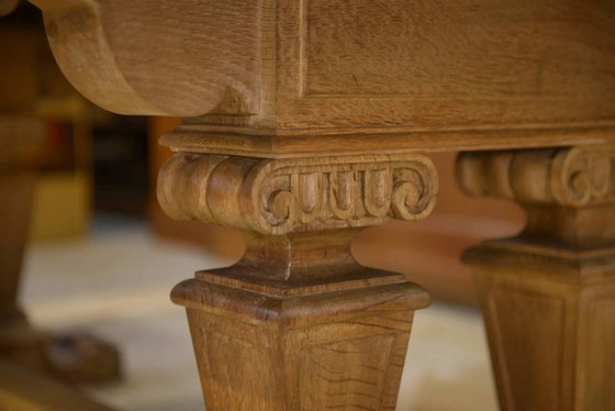 Grote sculpturale eiken tafel uit de jaren 50. – Eettafels, Vintage (photo 7 of 14)