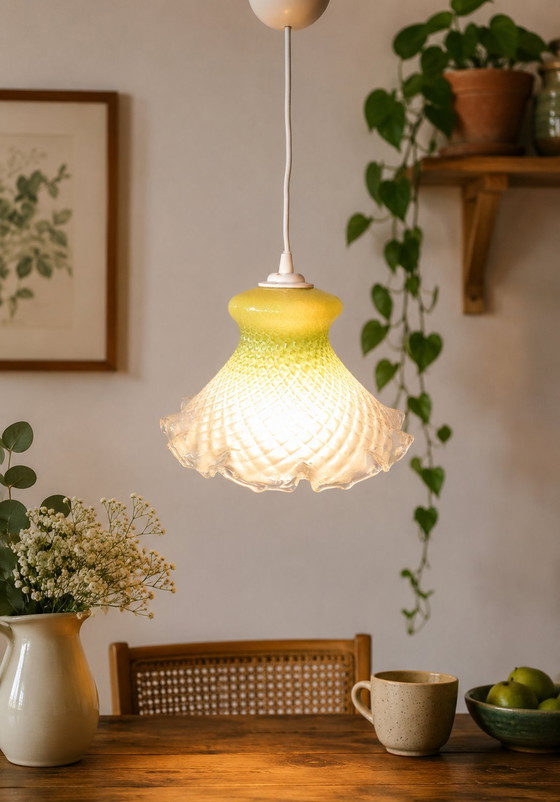 Image 1 of Hanglamp van gebrandschilderd glas uit de jaren 1950