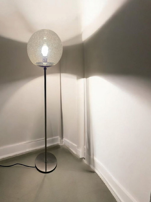 Vintage Space Age Boule Chrome Lampadaire Lampe Glashütte Limburg Avec bulles années 1970