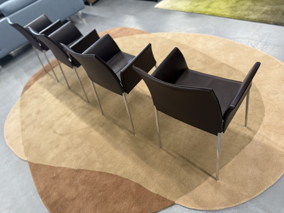 Image 1 of 4 sedie da pranzo Zanotta Zia in pelle marrone come nuove