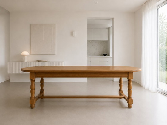 Image 1 of Solid oak farmhouse table 2.20m