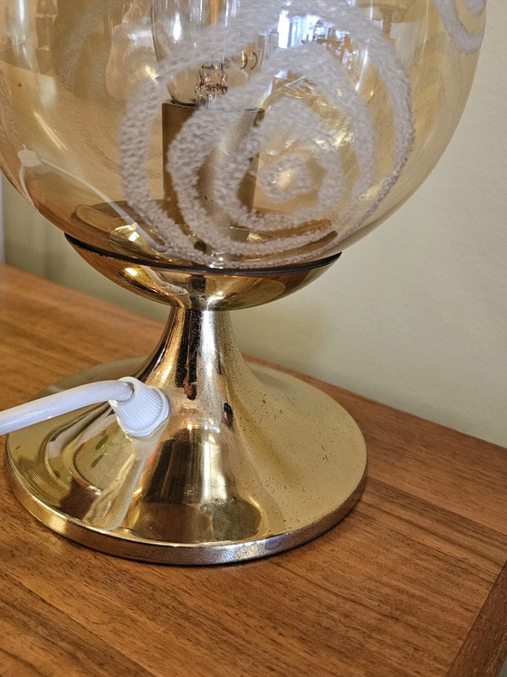 Image 1 of Vintage Brass Glass Globe Table Lamp Desk Lamp