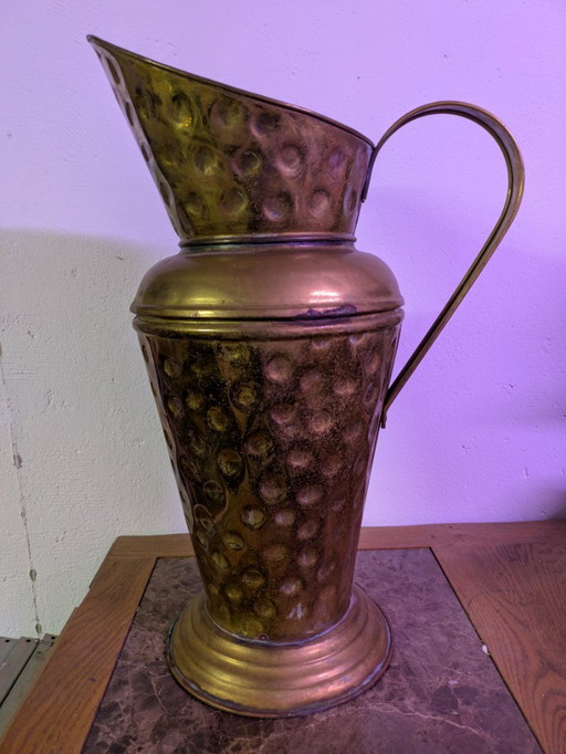 Vintage hammered brass umbrella stand