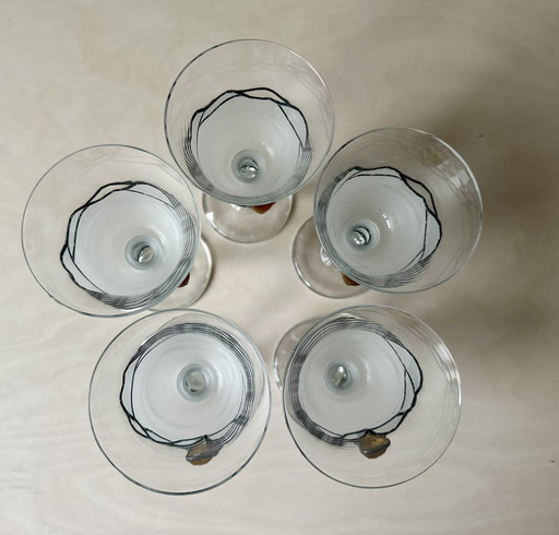 5 bicchieri da vino vintage in stile art déco