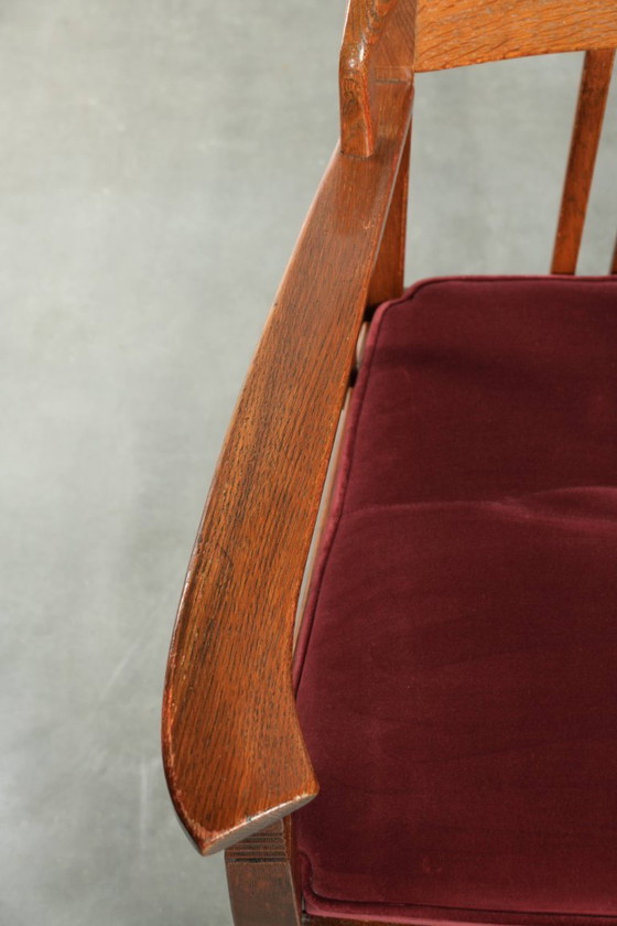 Image 1 of 2 chaises de salle à manger Schuitema de style Art Nouveau/Jugendstil avec revêtement en tissu rouge