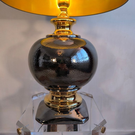 Image 1 of 💎 ✨ Magnifique grande lampe italienne 1960 céramique / or — Esprit Bitossi / Zaccagnini ✨💎