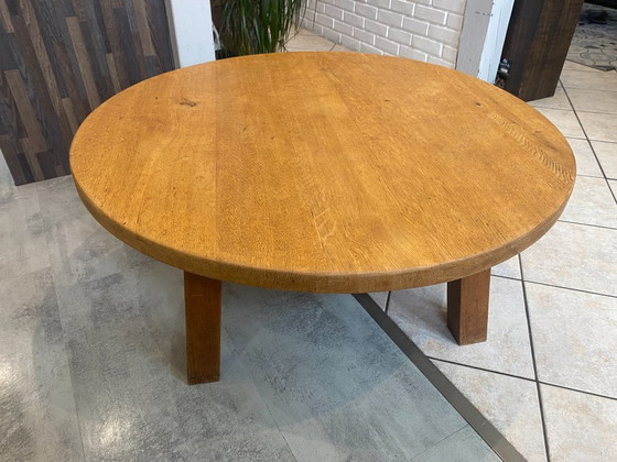 Image 1 of Round coffee table in solid oak, circa 1950