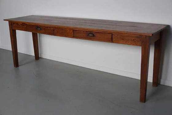 Image 1 of Tavolino o scrivania rustica francese d'epoca in pino, anni '50