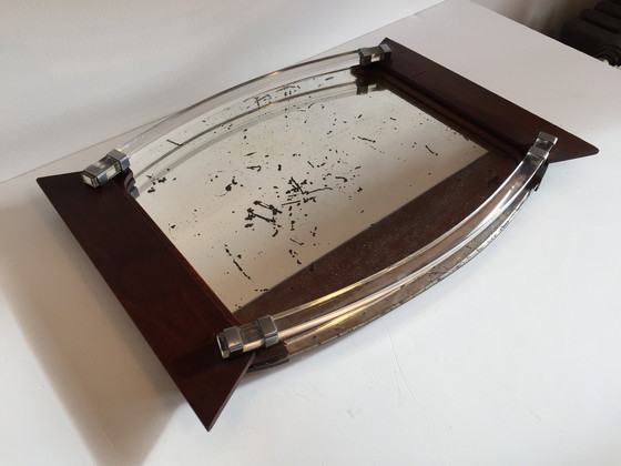 Image 1 of Specchio Art Déco e vassoio in legno Francia