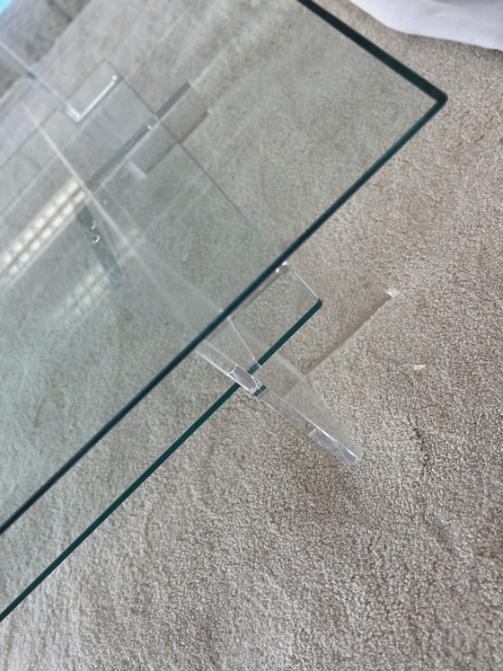Image 1 of Glass Coffee Table Vintage Design Plexiglass Midcentury
